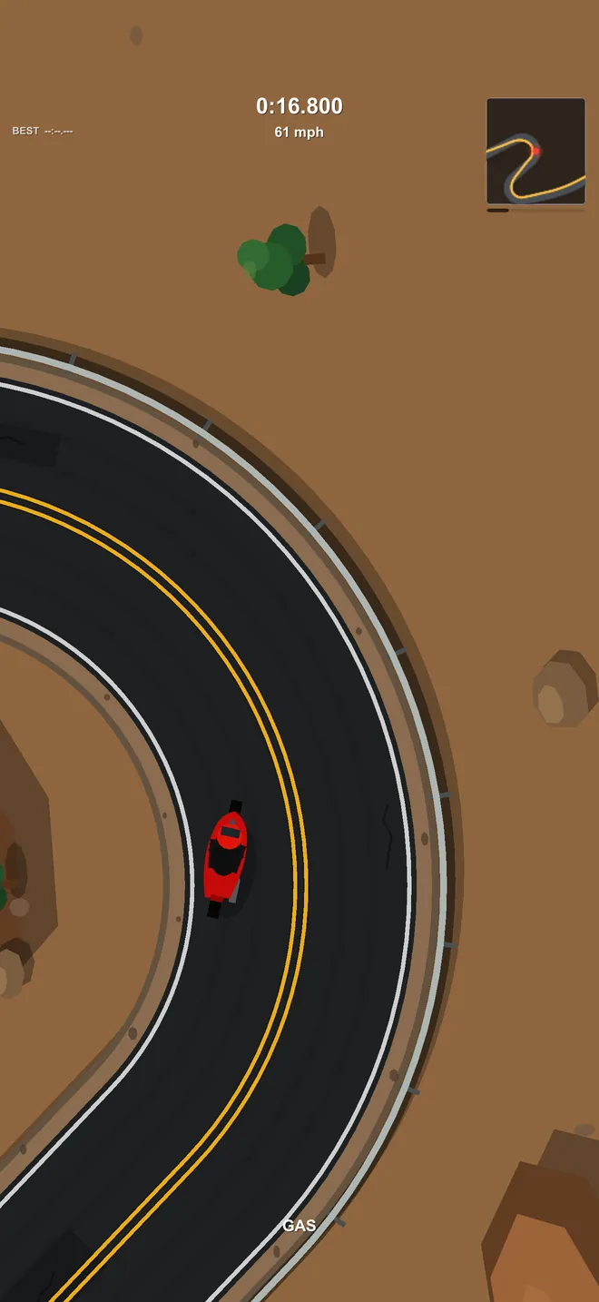 Motorcycle approaching a tight canyon hairpin in Canyon Rush